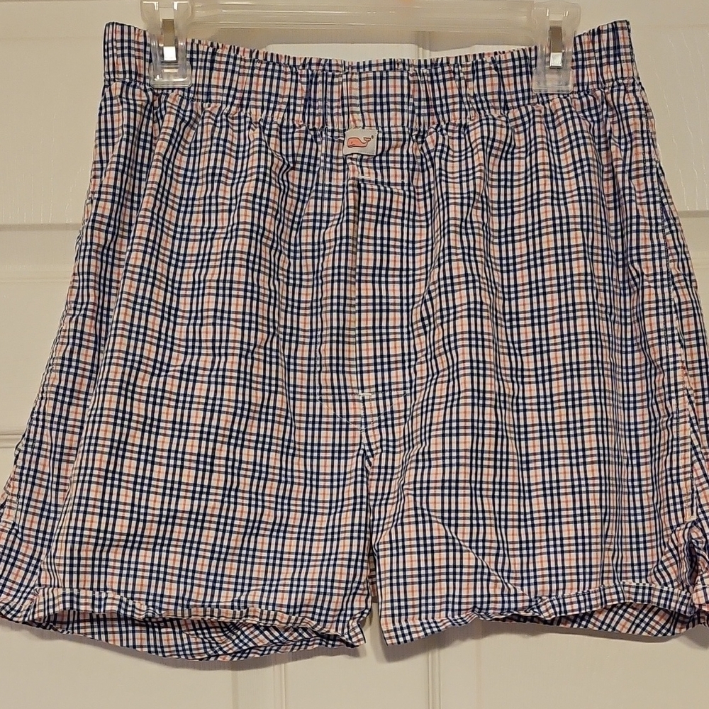 Vineyard Vines Navy and Pink Plaid Boxers